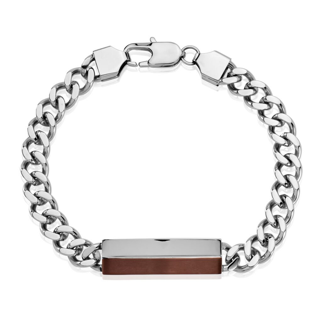 DANIEL Herren Armband Edelstahl Dunkelbraun Rechteckig, Armband ohne Stein