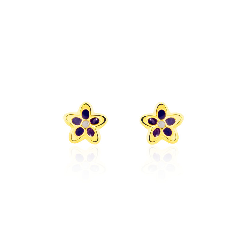 Boucles D'oreilles Puces Fleur Email Or Jaune - Spannringe Kinder | OROVIVO