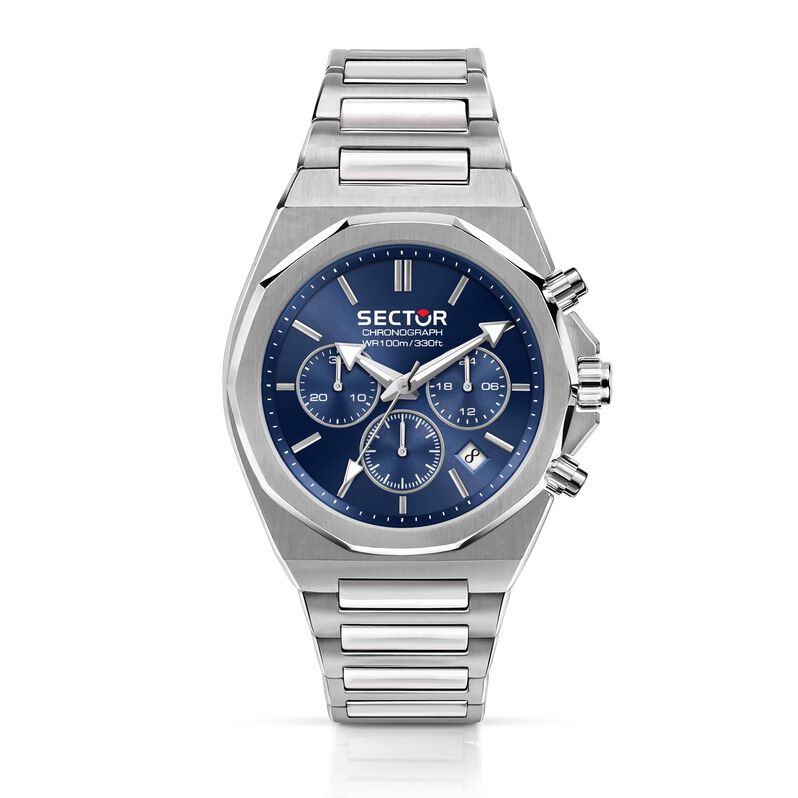 Orologio Sector 960 cronografo con cinturino e cassa in acciaio silver e quadrante blu - Spannringe Herren | OROVIVO