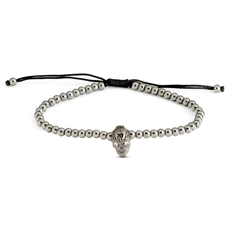 Bracciale teschio in metallo brunito e cristalli - Spannringe Herren | OROVIVO