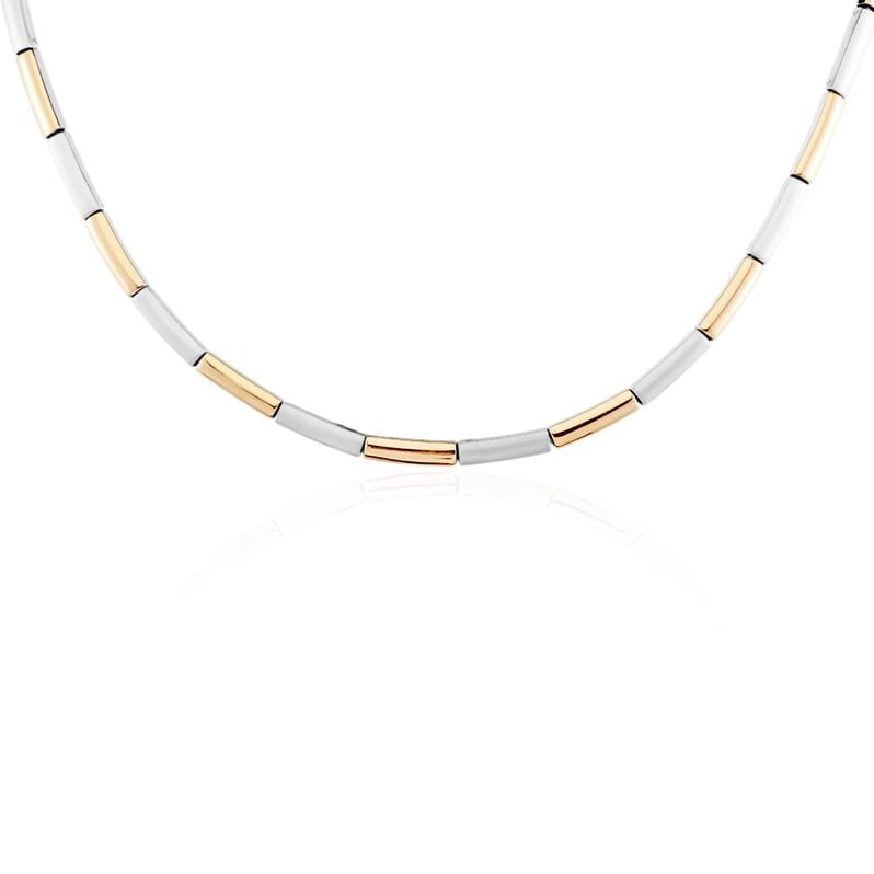 EMBER Damen Collier Titan Bicolor Silber/Ros&eacute;gold Rechteckig B 4 mm - Halsketten Damen | OROVIVO