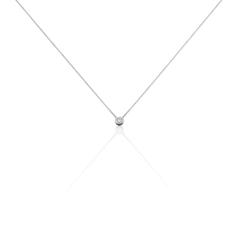 Delicate Damen Collier Wei&szlig;gold 375 (9 Karat) Diamant Wei&szlig; 0,2 ct B 0,7 mm - Halsketten Damen | OROVIVO