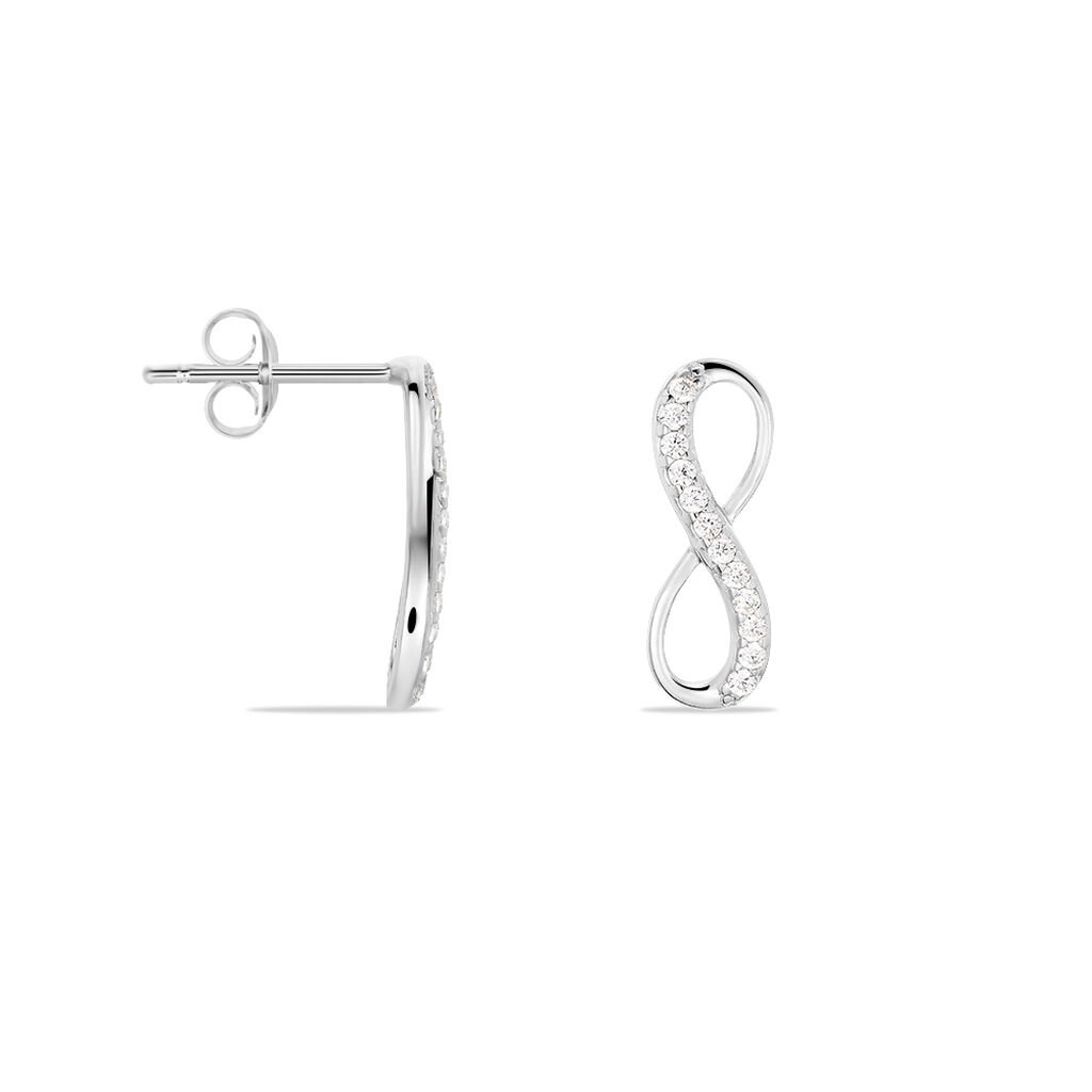INFI INFINITY 1 Damen Ohrstecker Silber 925 Zirkonia Wei&szlig; Unendlichkeit