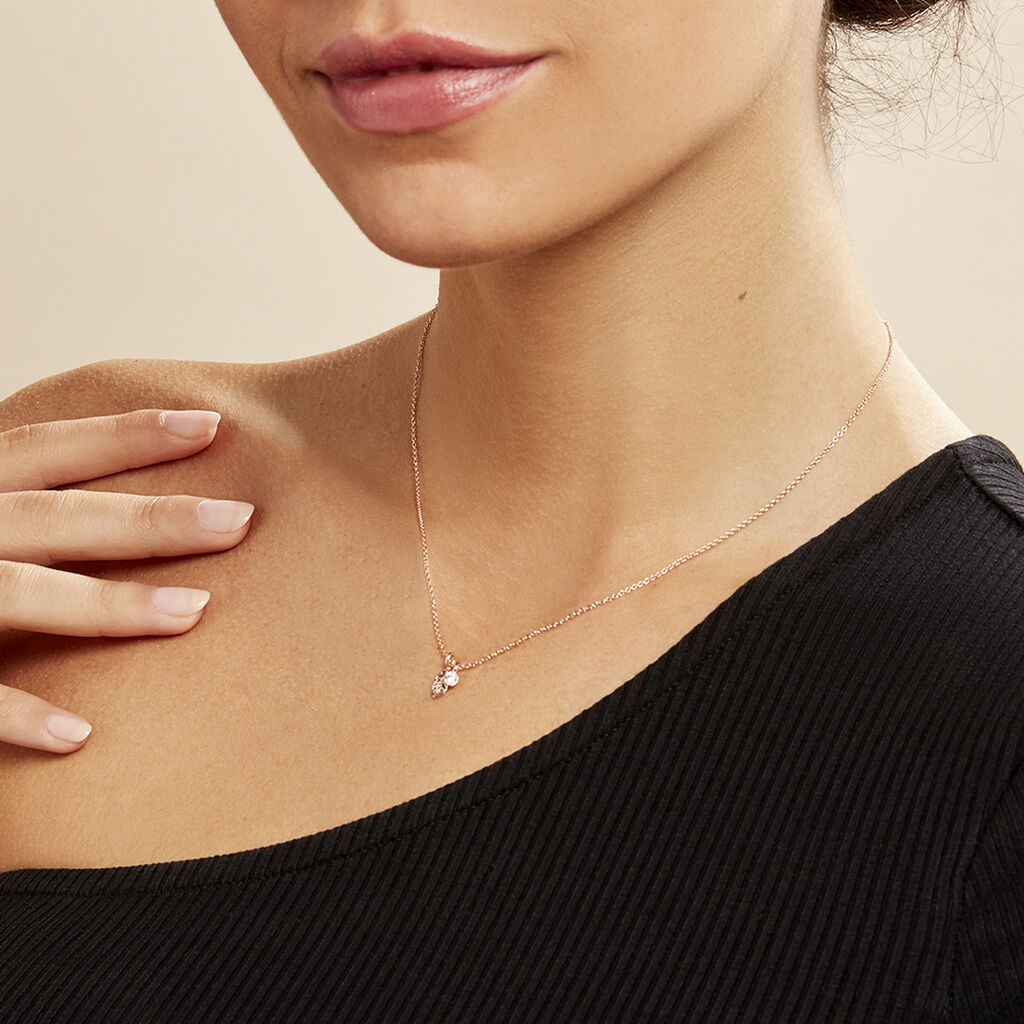 Damen Collier Silber rosevergoldet 925 Zirkonia Blatt Vojna - Halsketten Damen | OROVIVO