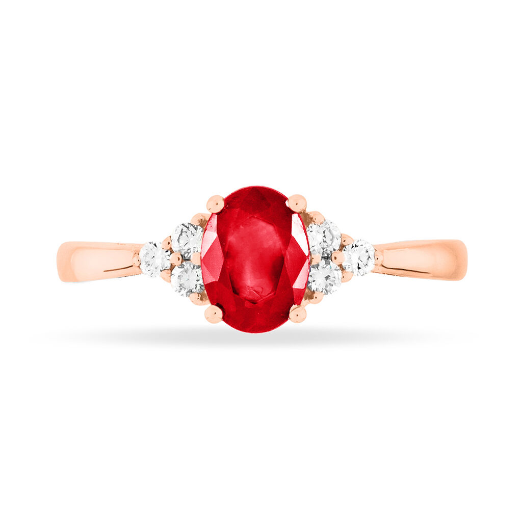 Bague Lea Or Rose Rubis Et Diamant - Spannringe Damen | OROVIVO