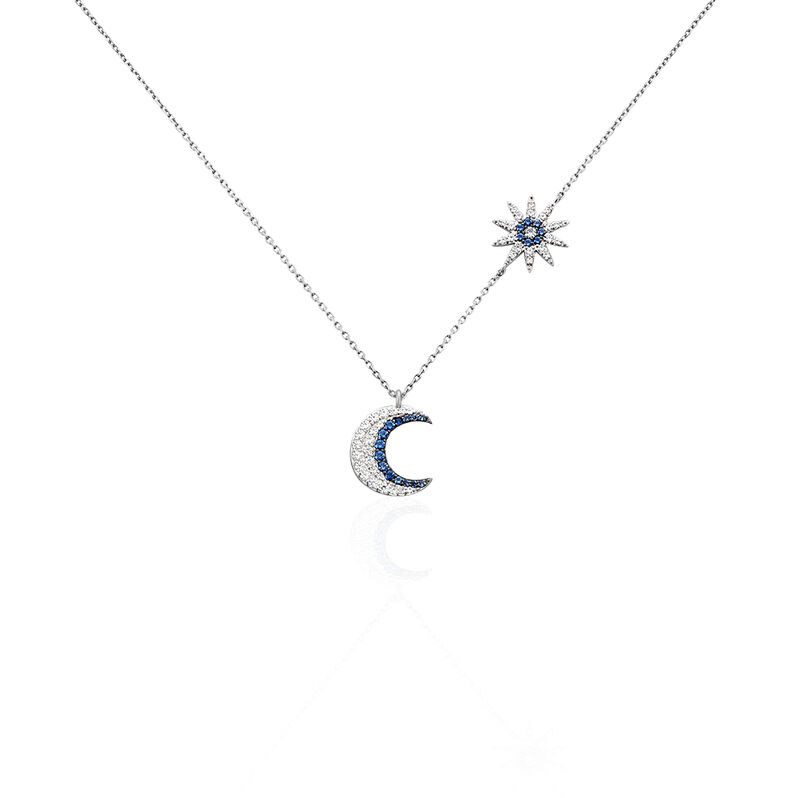 Collier Or Weiss Bekhta Lune Pavage Oxyd - Spannringe Damen | OROVIVO