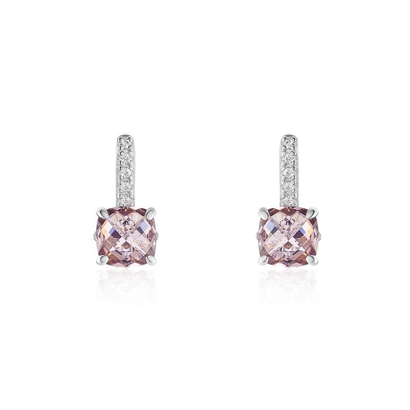 Rosi Damen Ohrringe Lang Silber Silber 925 Zirkonia Rosé Hexagon - Ohrhänger Damen | OROVIVO