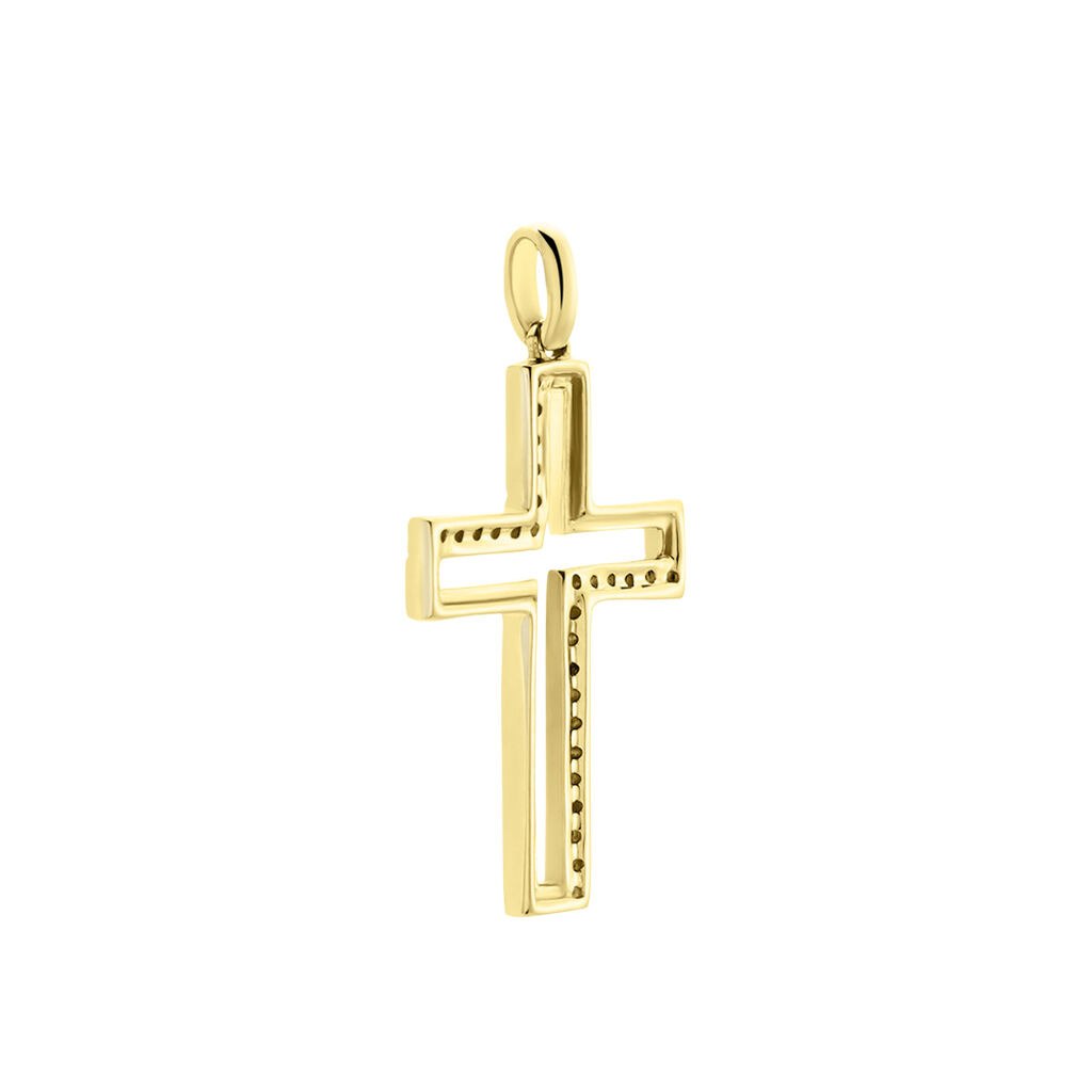 Damen Anh&auml;nger Gold 375 (9 Karat) Diamant Wei&szlig; 0,08 ct Religi&ouml;ses Kreuz