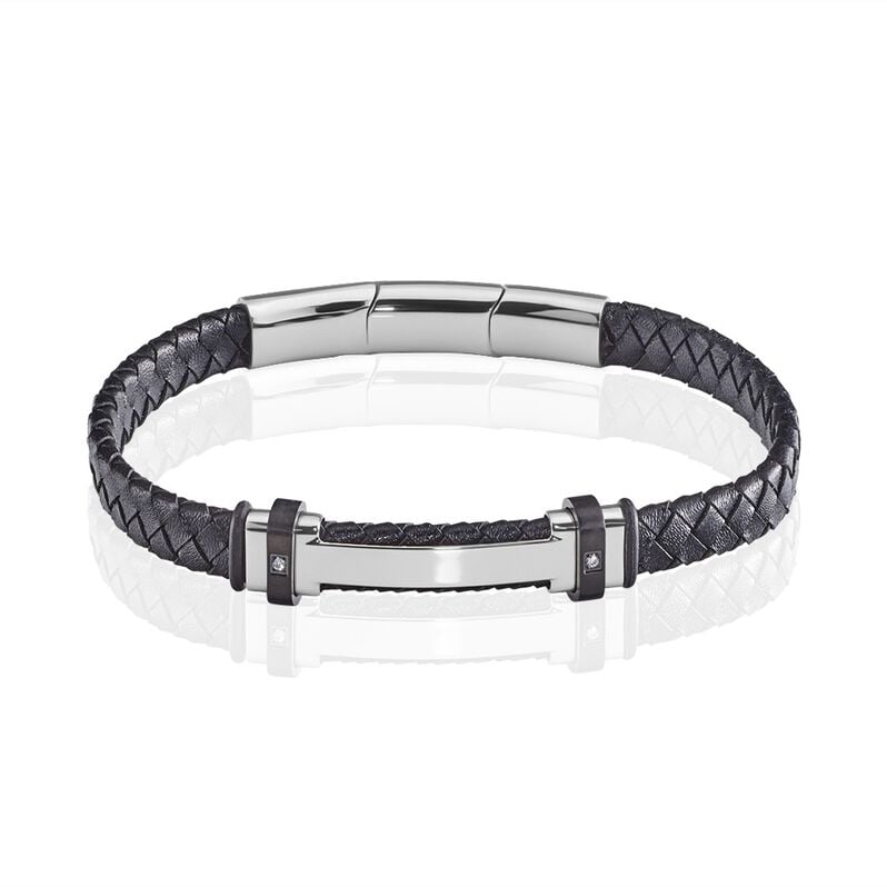 Bracelet Acier Blanc Ludovic Oxyde De Zirconium - Spannringe Herren | OROVIVO