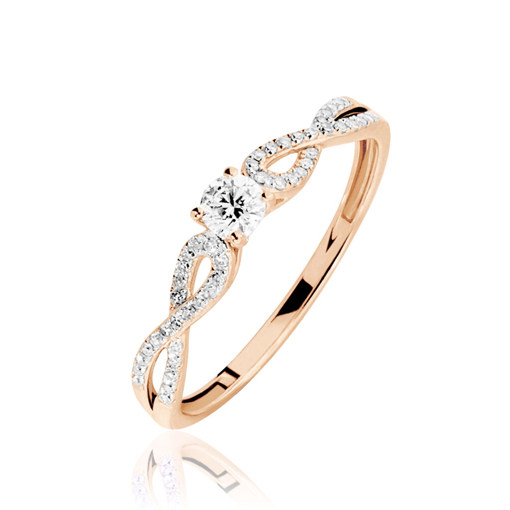 Bague Solitaire Livia Or Rose Diamant - Spannringe Damen | OROVIVO