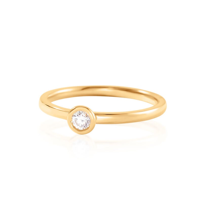 ESTELLE Damen Ring Gold 585 (14 Karat) Diamant Wei&szlig; 0,1 ct B 1,6 mm - Verlobungsringe Damen | OROVIVO