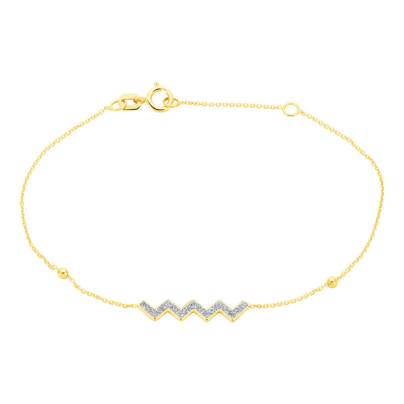 Bracelet Or Jaune Galla Zigzag Glitter - Spannringe Damen | OROVIVO