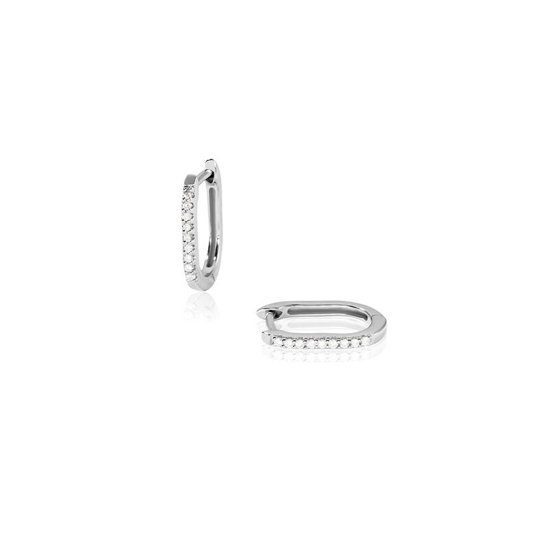 BRITTANY Damen Creolen Wei&szlig;gold 375 (9 Karat) Diamant Wei&szlig; 0,07 ct - Creolen Damen | OROVIVO