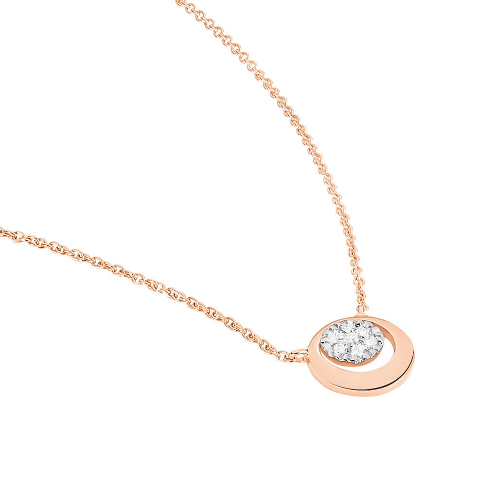 Damen Collier Rosegold 375 Diamant 0,05ct Kreis Rosa - Halsketten Damen | OROVIVO