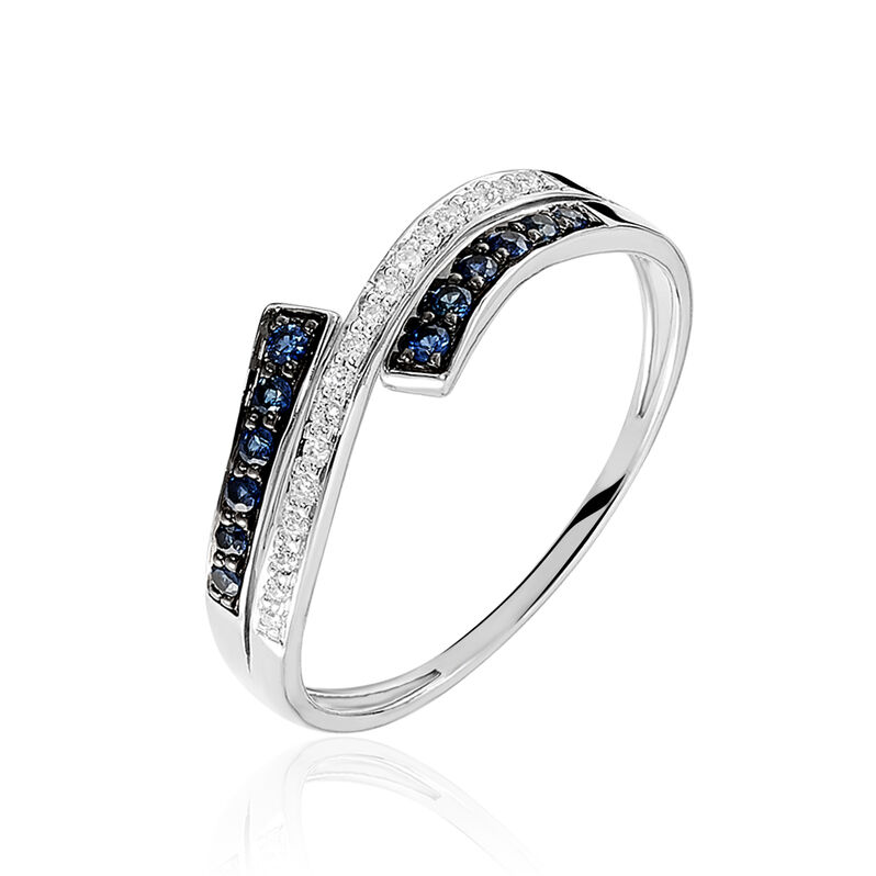 Bague Susan Or Blanc Saphir Et Diamant - Spannringe Damen | OROVIVO