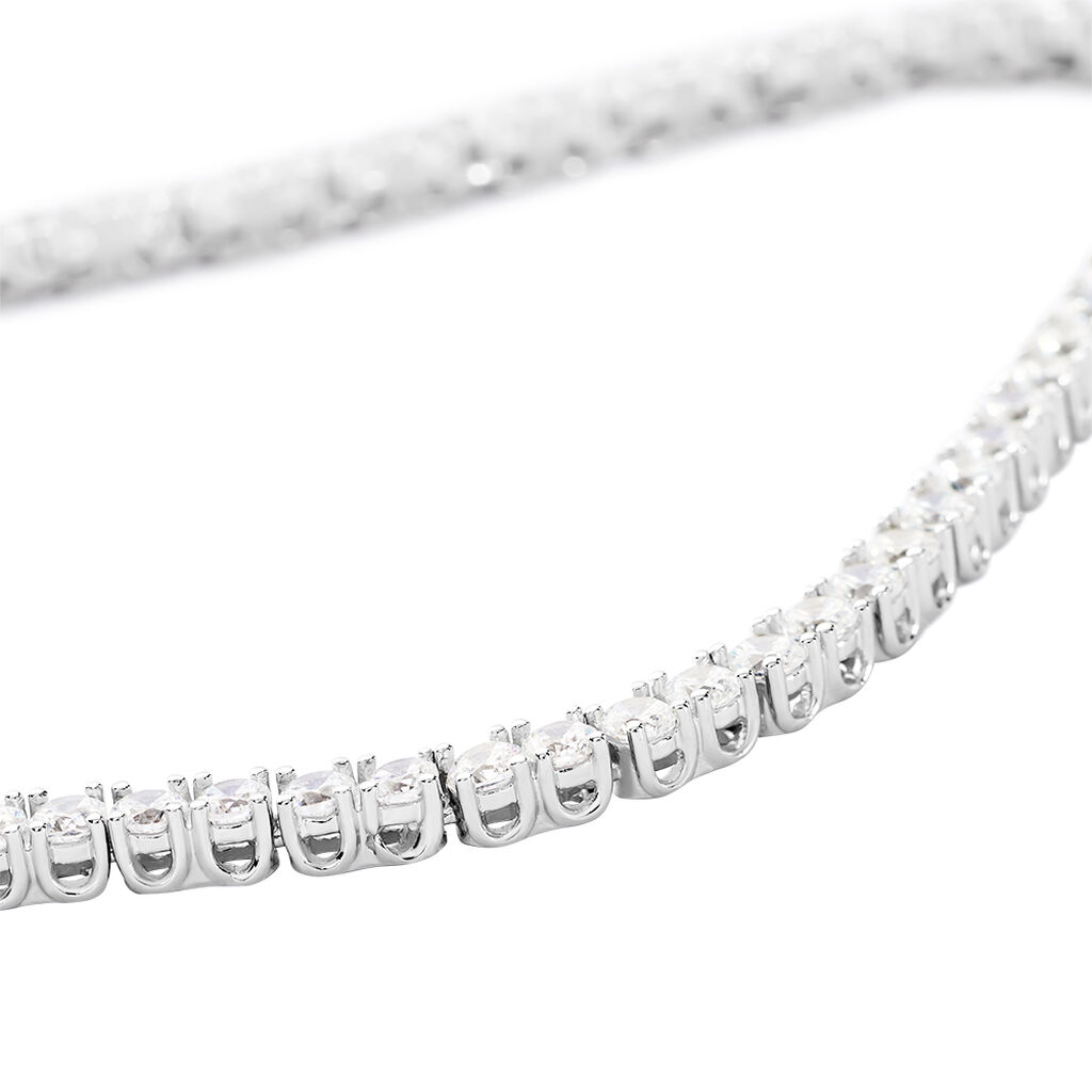 Damen Collier Silber 925 Rund Weiß Geometrisch Debora 45,7cm - Halsketten Damen | OROVIVO