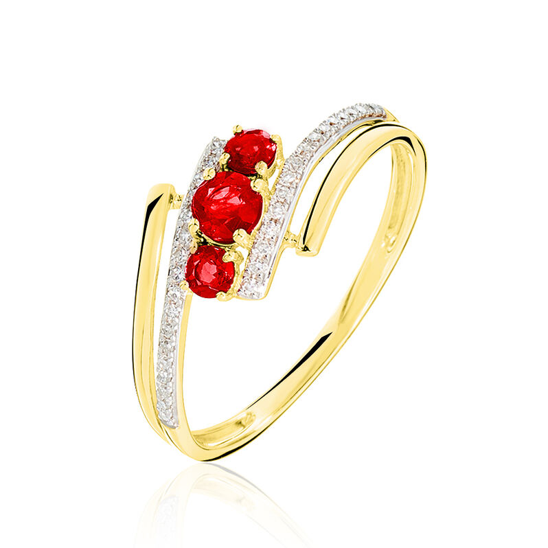 Bague Or Jaune Diamant Et Rubis - Spannringe Damen | OROVIVO
