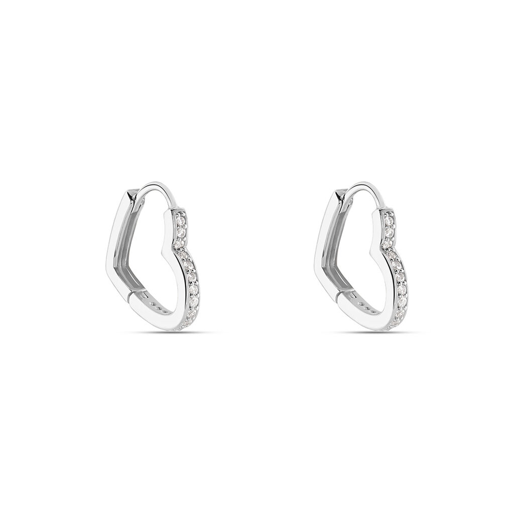 Damen Creolen Silber 925 Zirkonia Herz Rosalin  - Creolen Damen | OROVIVO