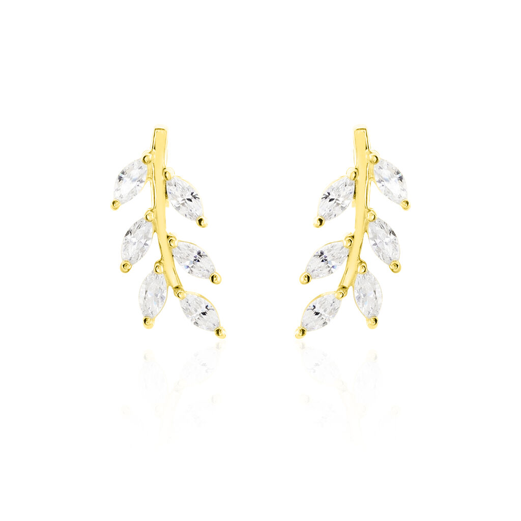 Boucles D'oreilles Or Jaune Audrica Feuilles Oxyde - Spannringe Damen | OROVIVO