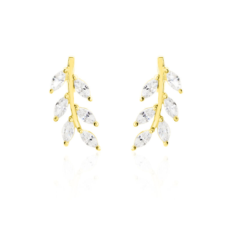 Boucles D'oreilles Or Jaune Audrica Feuilles Oxyde - Spannringe Damen | OROVIVO