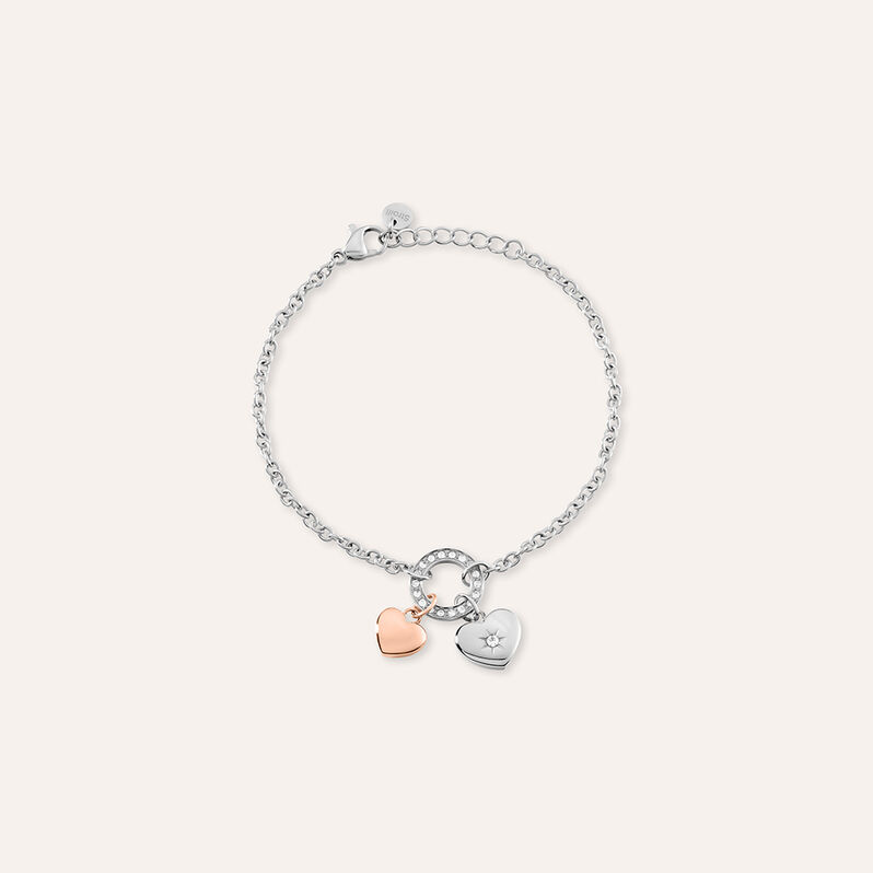 Bracciale Sunrise Acciaio Bicolore Bianco / Rosa Cristallo - Spannringe Damen | OROVIVO