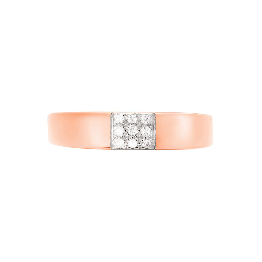 UTA Damen Ring Rosegold 333 (8 Karat) Diamant Wei&szlig; 0,040 ct Viereck