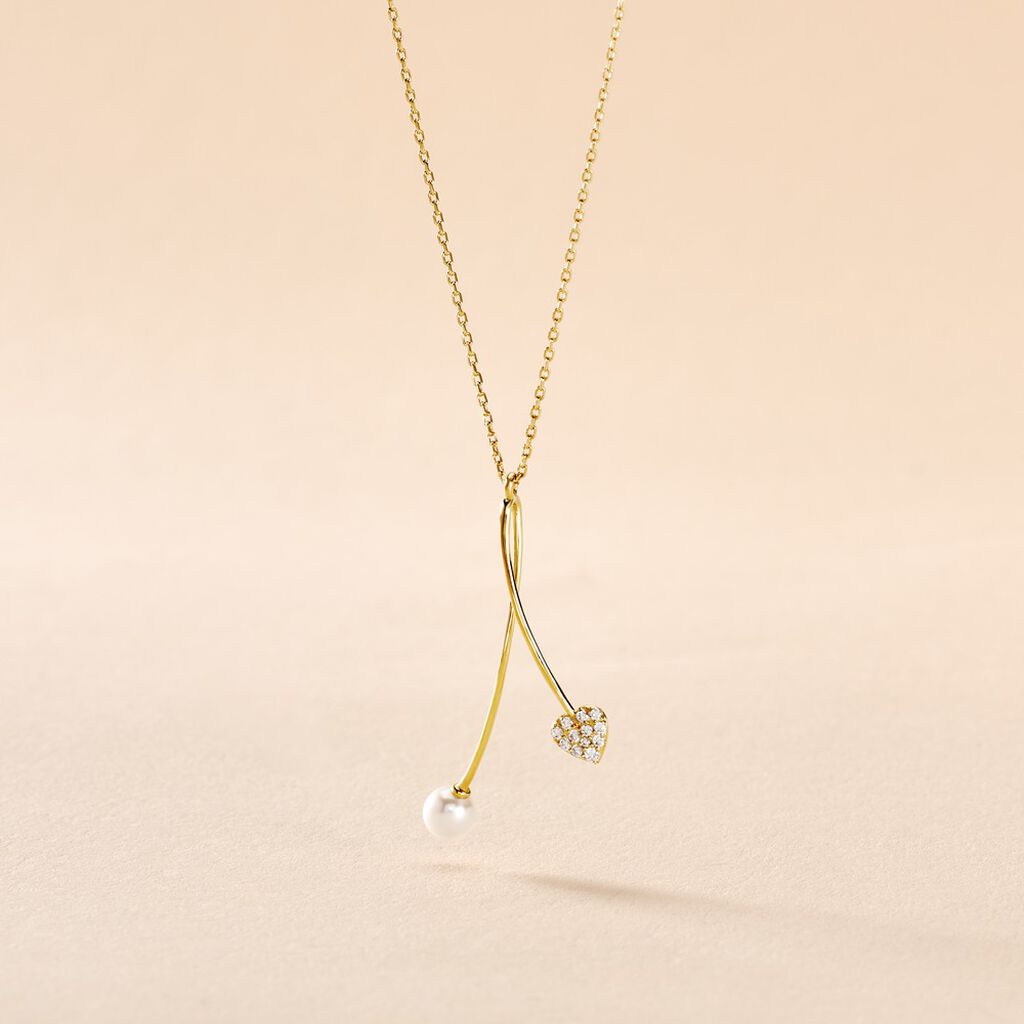 Collier Or Jaune Lucija Cœur Oxyde Perle - Spannringe Damen | OROVIVO
