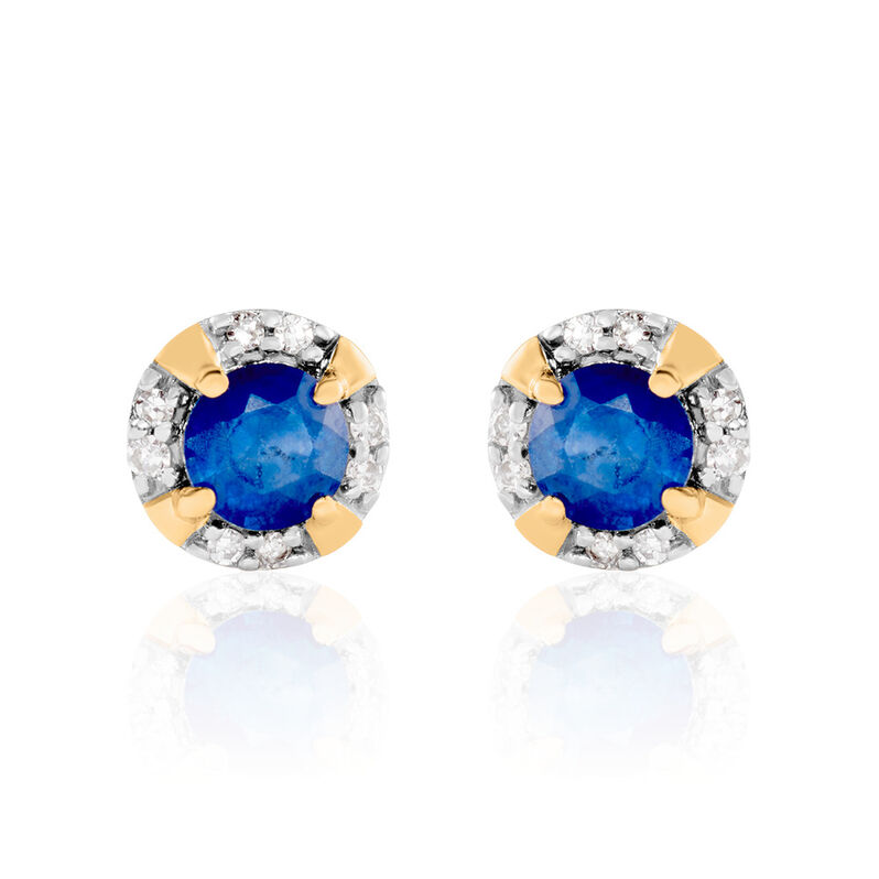 ODARIKE Damen Ohrstecker Gold 585 (14 Karat) Saphir Blau 0,7 ct Kreis - Ohrstecker Damen | OROVIVO