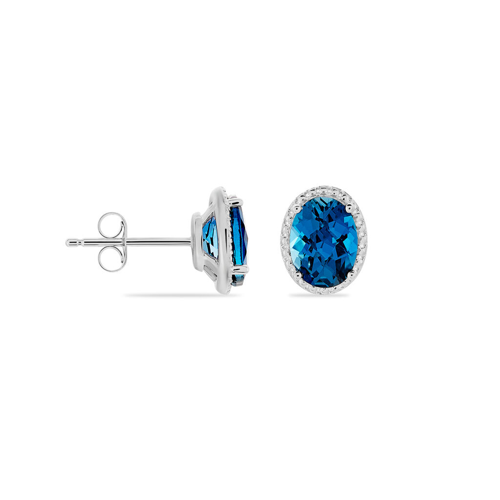 PAGA Damen Ohrstecker Wei&szlig;gold 375 (9 Karat) Topas Blau 1,28 ct Oval