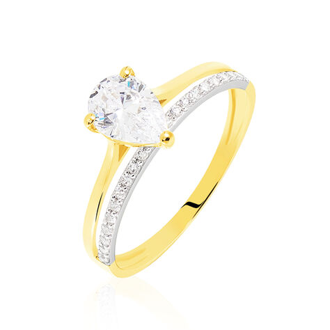 Damen Ring Gold Bicolor 375 Zirkonia Tropfen Clary  - Verlobungsringe Damen | OROVIVO