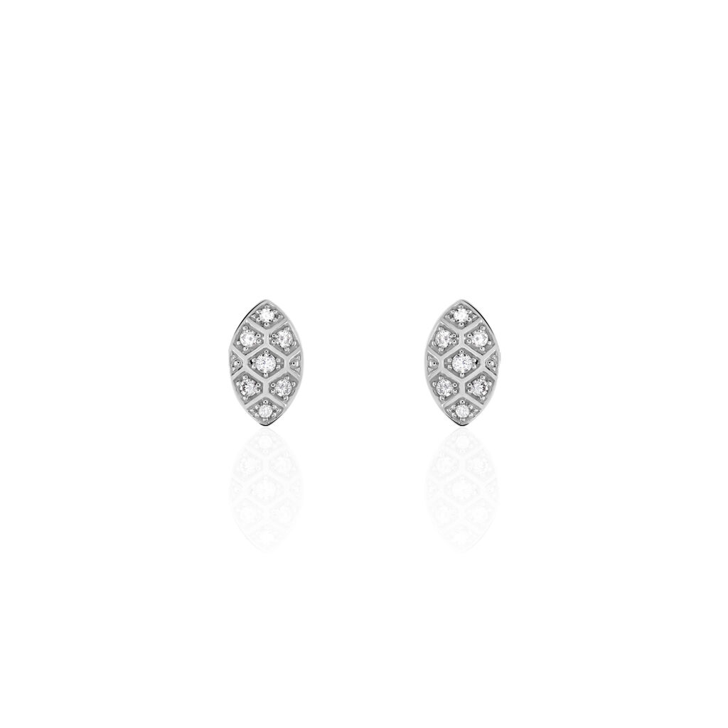 SITAA Damen Ohrstecker Wei&szlig;gold 375 (9 Karat) Zirkonia Wei&szlig; 0,05 ct Mandel