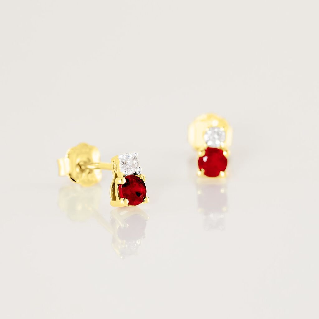 ELISABETH Damen Ohrstecker Gold 585 (14 Karat) Rubin Rot 0,28 ct