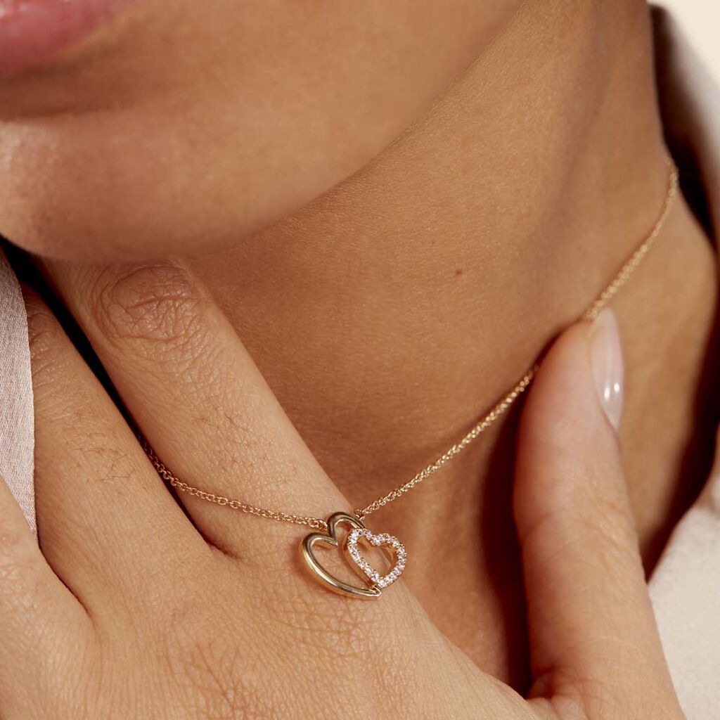 Damen Halskette Messing 18 Karat Vergoldet Zirkonia Herz Alexandra - Halsketten Damen | OROVIVO