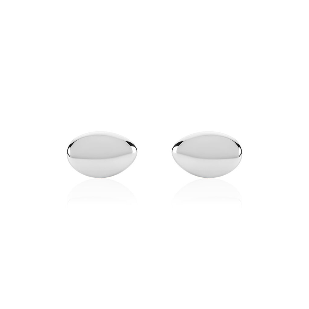 ELANI Damen Ohrstecker Silber 925 Oval, Ohrstecker ohne Stein