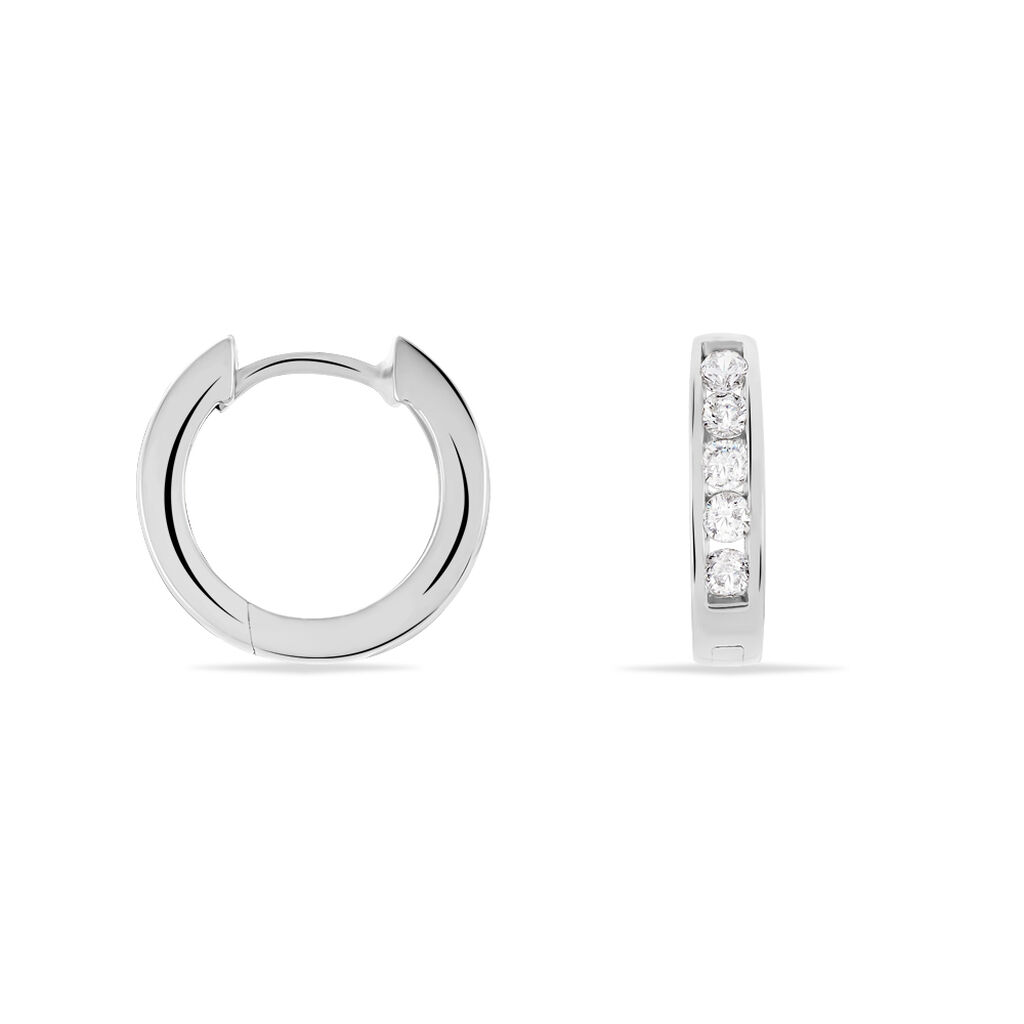 Damen Creolen Silber 925 Zirkonia Wei&szlig;