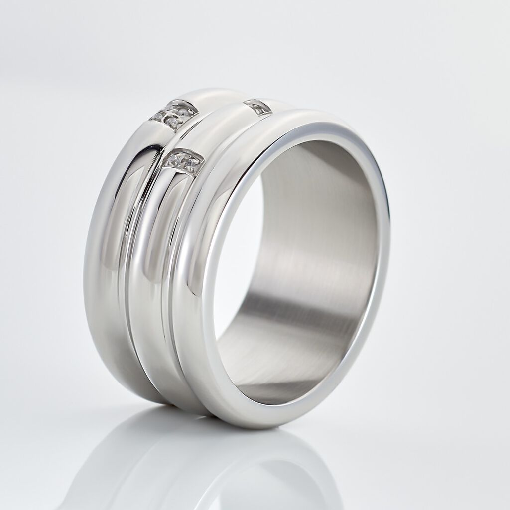 MELANI Damen Ring Edelstahl Zirkonia Wei&szlig;