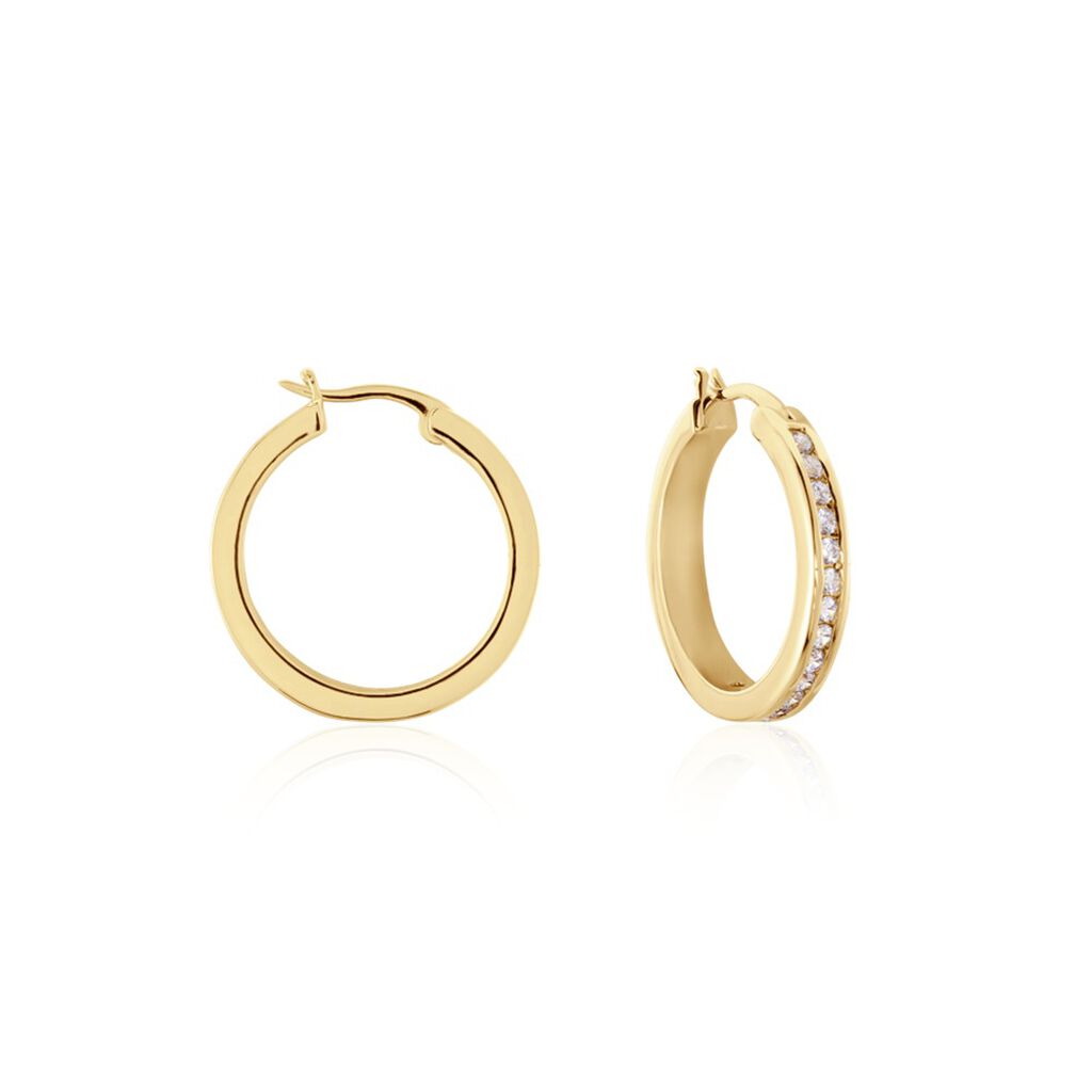 MARITA Damen Creolen Vergoldet 750 Zirkonia Weiß 0,36 ct B 3 mm, Creolen mit Stein