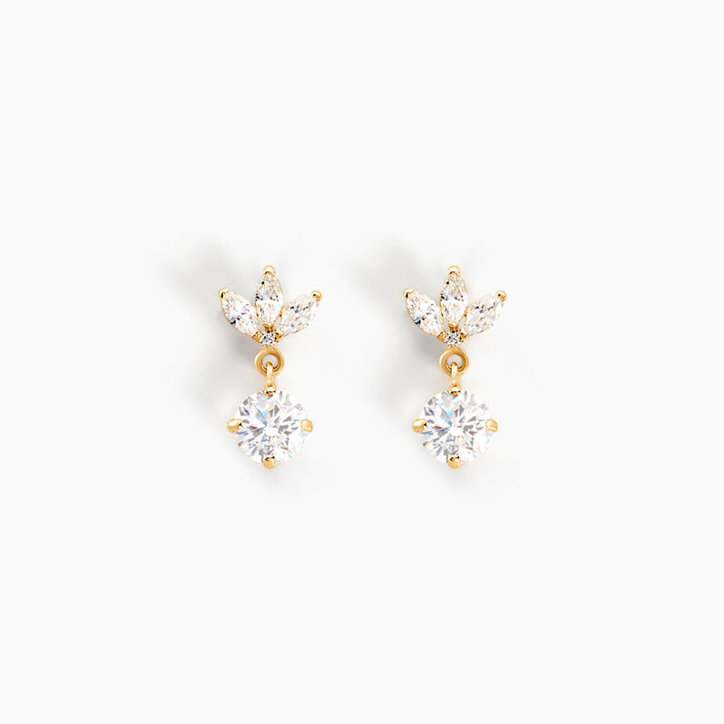 Boucles D'oreilles Pendantes Lavra Or Jaune Oxyde De Zirconium - Spannringe Damen | OROVIVO