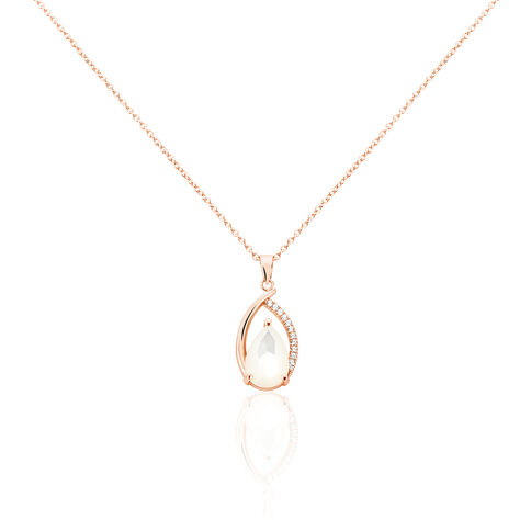 PIPA Damen Collier Silber rosevergoldet 925 Zirkonia Wei&szlig; Tropfen - Halsketten  | OROVIVO