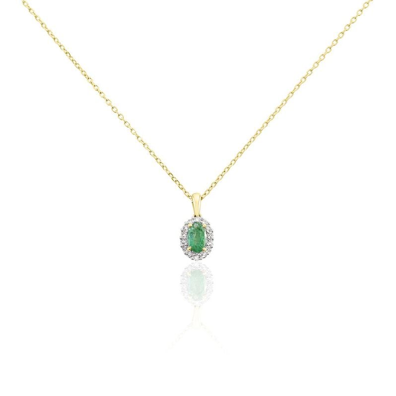 MARION Damen Kette Gold 585 (14 Karat) Smaragd Gr&uuml;n 0,3 ct - Halsketten Damen | OROVIVO