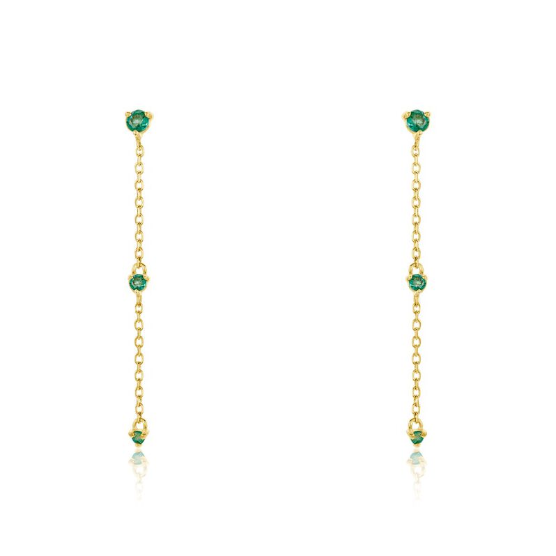 Boucles D'oreilles Pendantes Bailee Or Jaune Emeraude - Spannringe Damen | OROVIVO