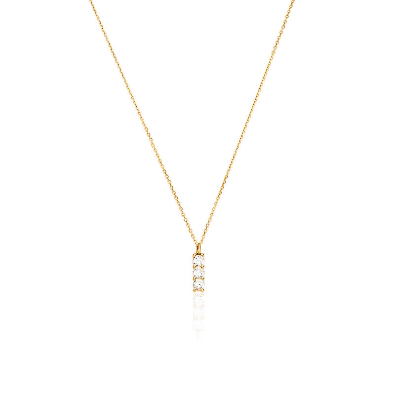 MERCY Damen Collier Gold 585 (14 Karat) Synthetischer Diamant Wei&szlig; 0,3 ct - Halsketten Damen | OROVIVO