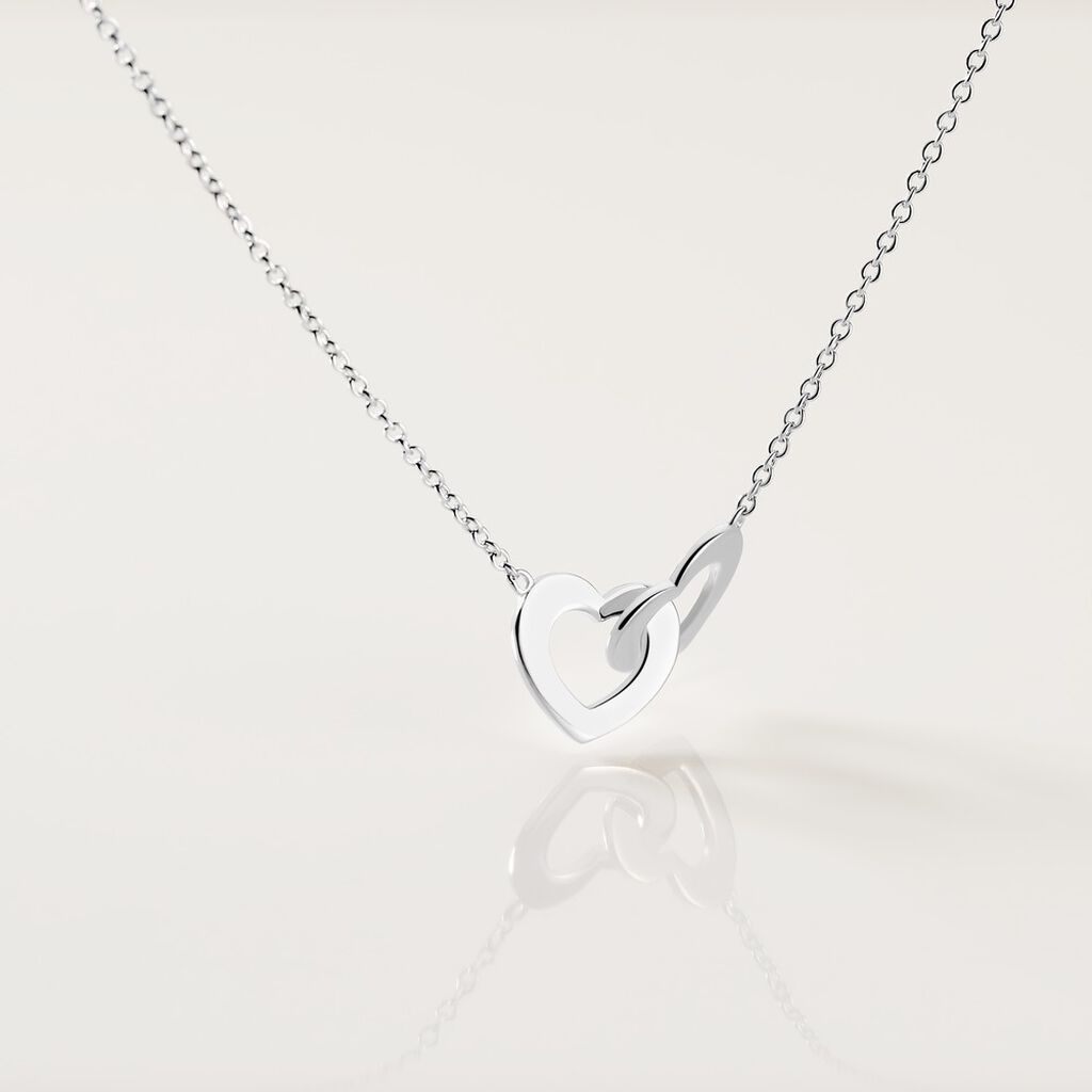 Damen Collier Silber 925 Doppelherz 1,00mm  - Halsketten Damen | OROVIVO
