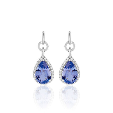 OCEAN 2 Damen Ohrstecker Weißgold 750 (18 Karat) Tansanit Blau 3,2 ct Tropfen - Ohrstecker  | OROVIVO