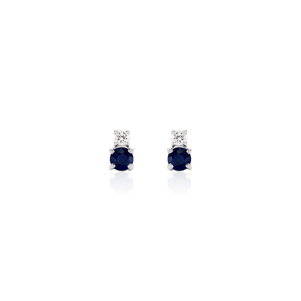 ELISABETH Damen Ohrstecker Weißgold 585 (14 Karat) Saphir Blau 0,27 ct, Ohrstecker mit Stein