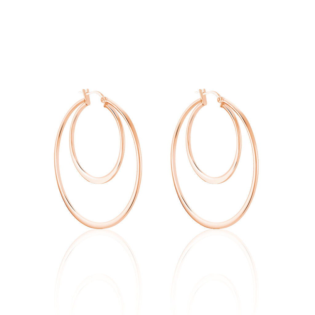 ZAGORA 1 Damen Creolen Edelstahl rosevergoldet Doppelkreis B 1,8 mm