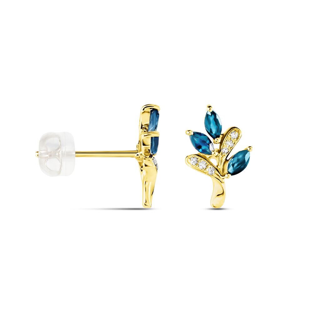 Damen Ohrstecker Gold 375 Saphir 0,81ct Blatt Irisa  - Ohrstecker Damen | OROVIVO