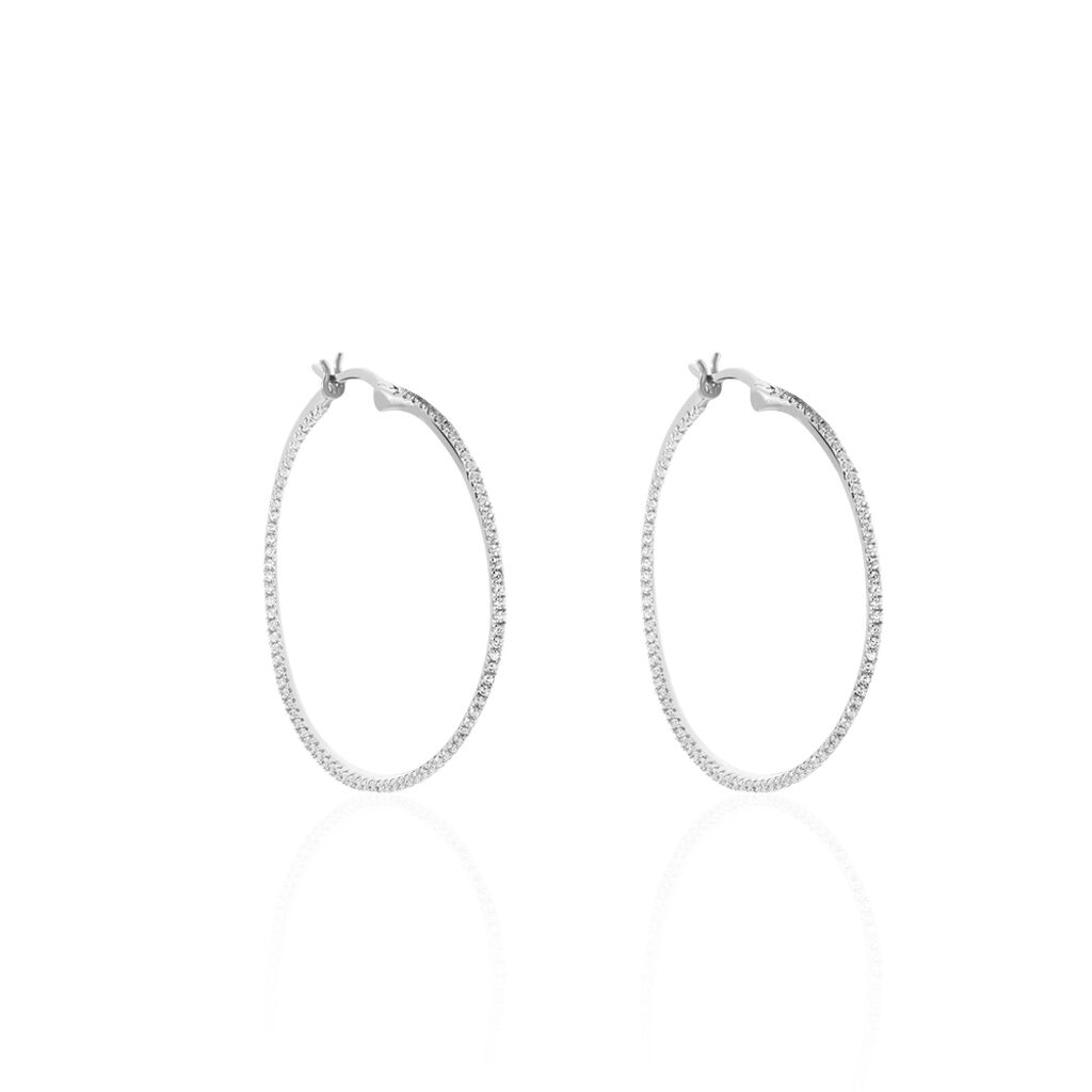 ESSA Damen Creolen Silber 925 Zirkonia Wei&szlig; 1,76 ct B 1,36 mm