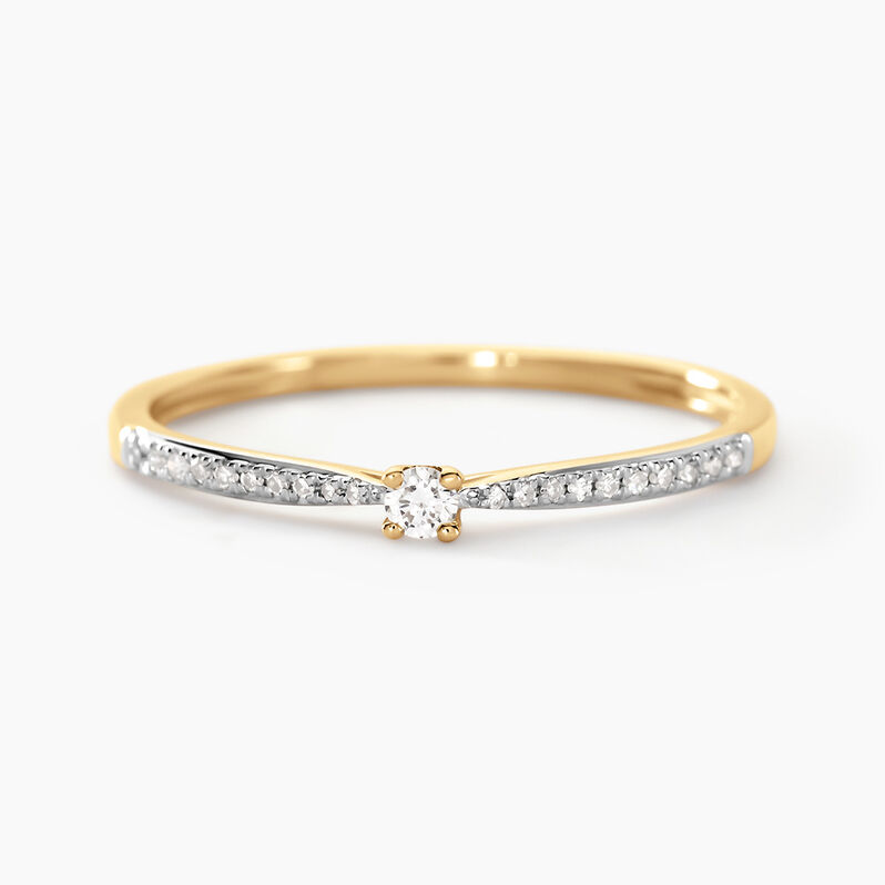 Bague Solitaire Hemera Or Jaune Diamant - Spannringe Damen | OROVIVO