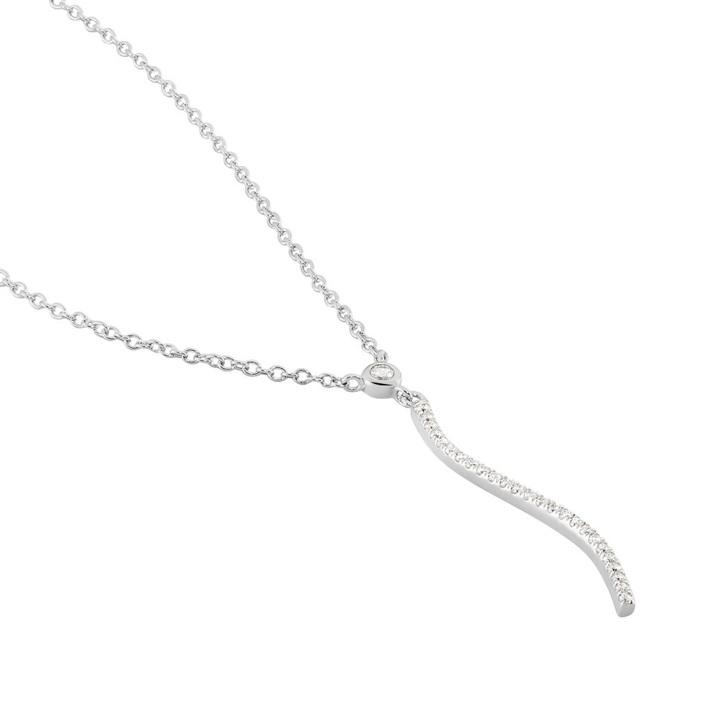 BOYKA Damen Collier Silber 925 Zirkonia Wei&szlig; Welle